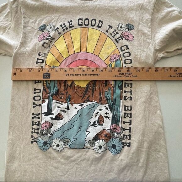 Goodie Two Sleeves Graphic Tee Size Medium – “The Good Gets Better” Desert Print - Picture 5 of 9